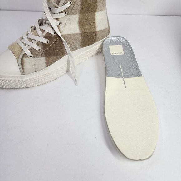 Dolce Vita Veola Checkered Plush Hightop Tan Sneakers, Women's 9.5 - Picture 7 of 7